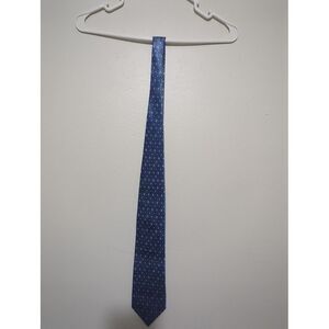 Umberto Bossi Roma Milano Blue Silk Geometric Diamond Hand Made Necktie Tie‎